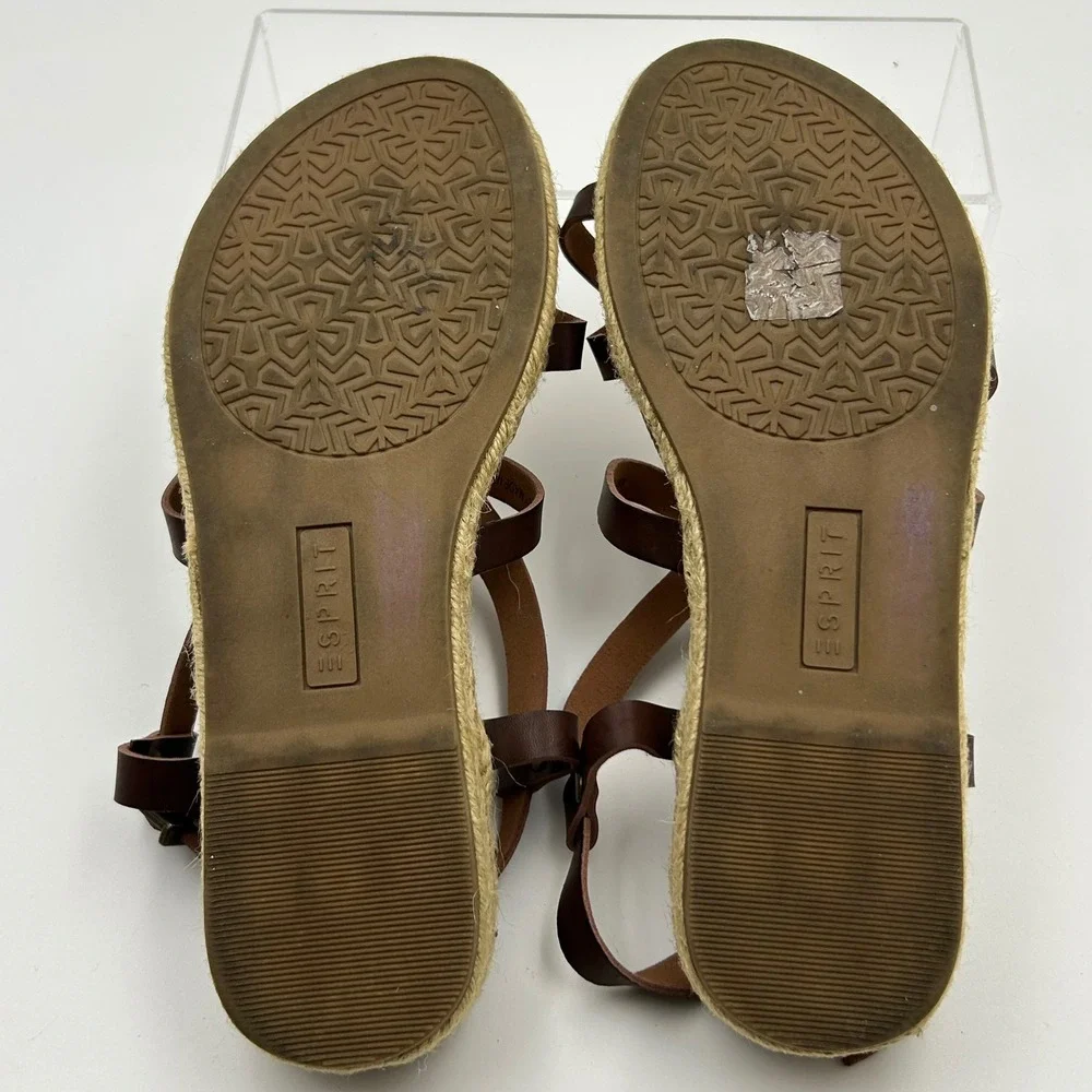 Esprit Judy Sandals Women 8 Brown Strappy Espadrille Flatform Boho Summer
